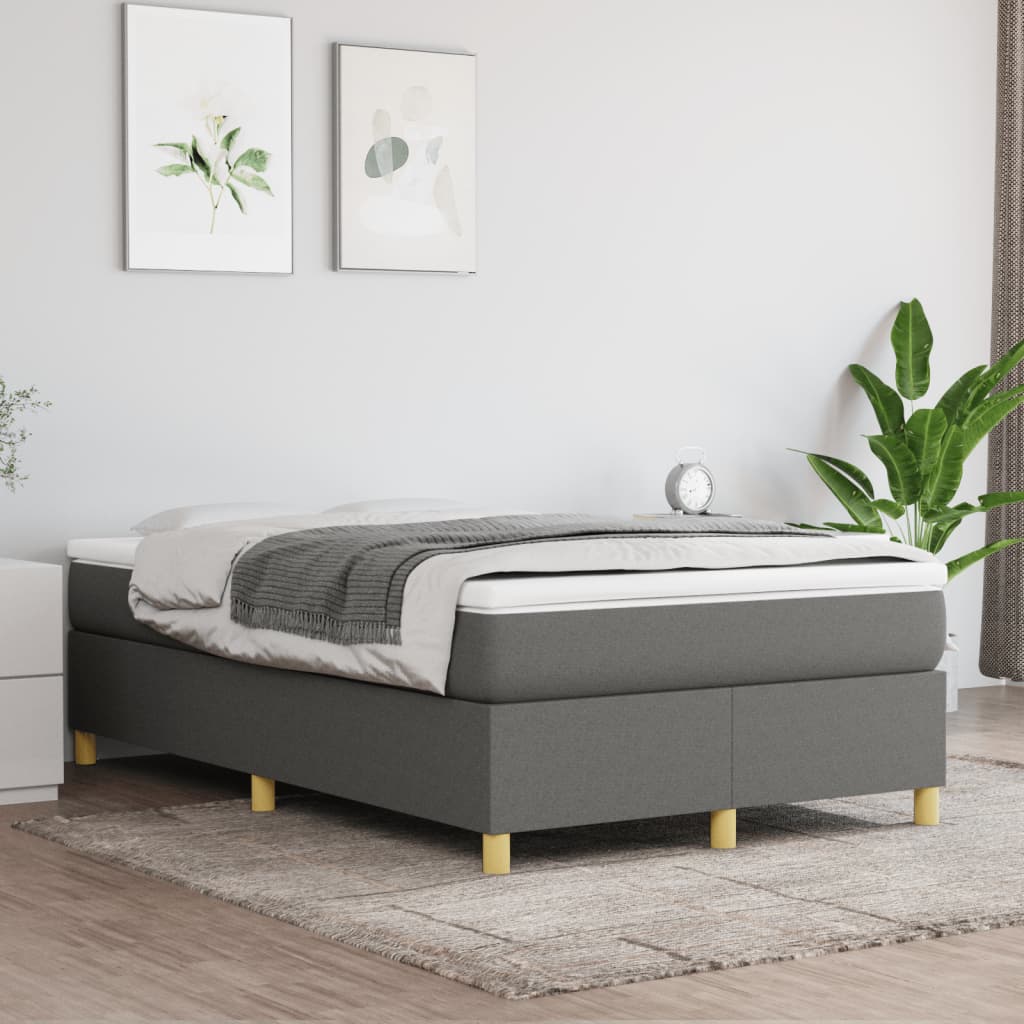Box Spring Postel S Matrací Textil Tmavě Šedá