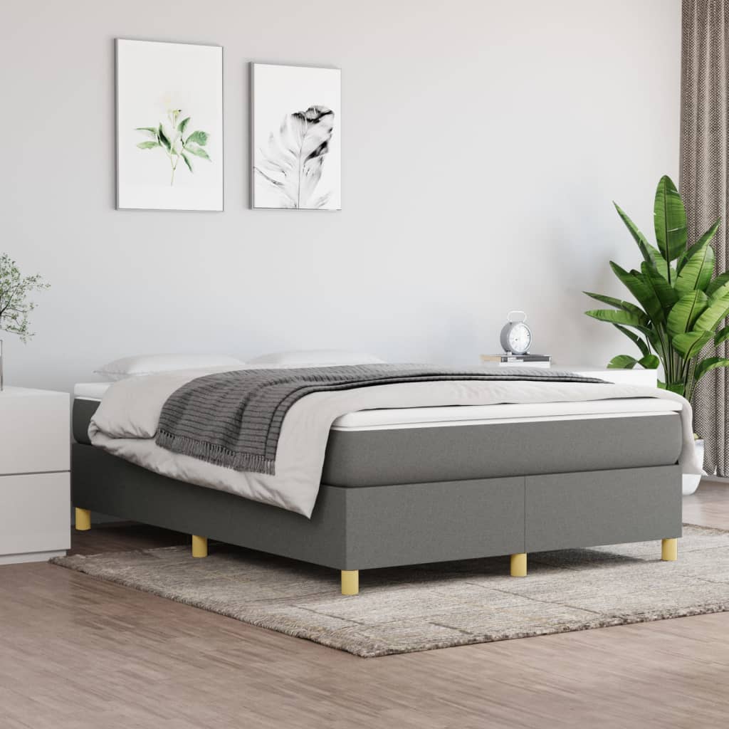 Box Spring Postel S Matrací Textil Tmavě Šedá