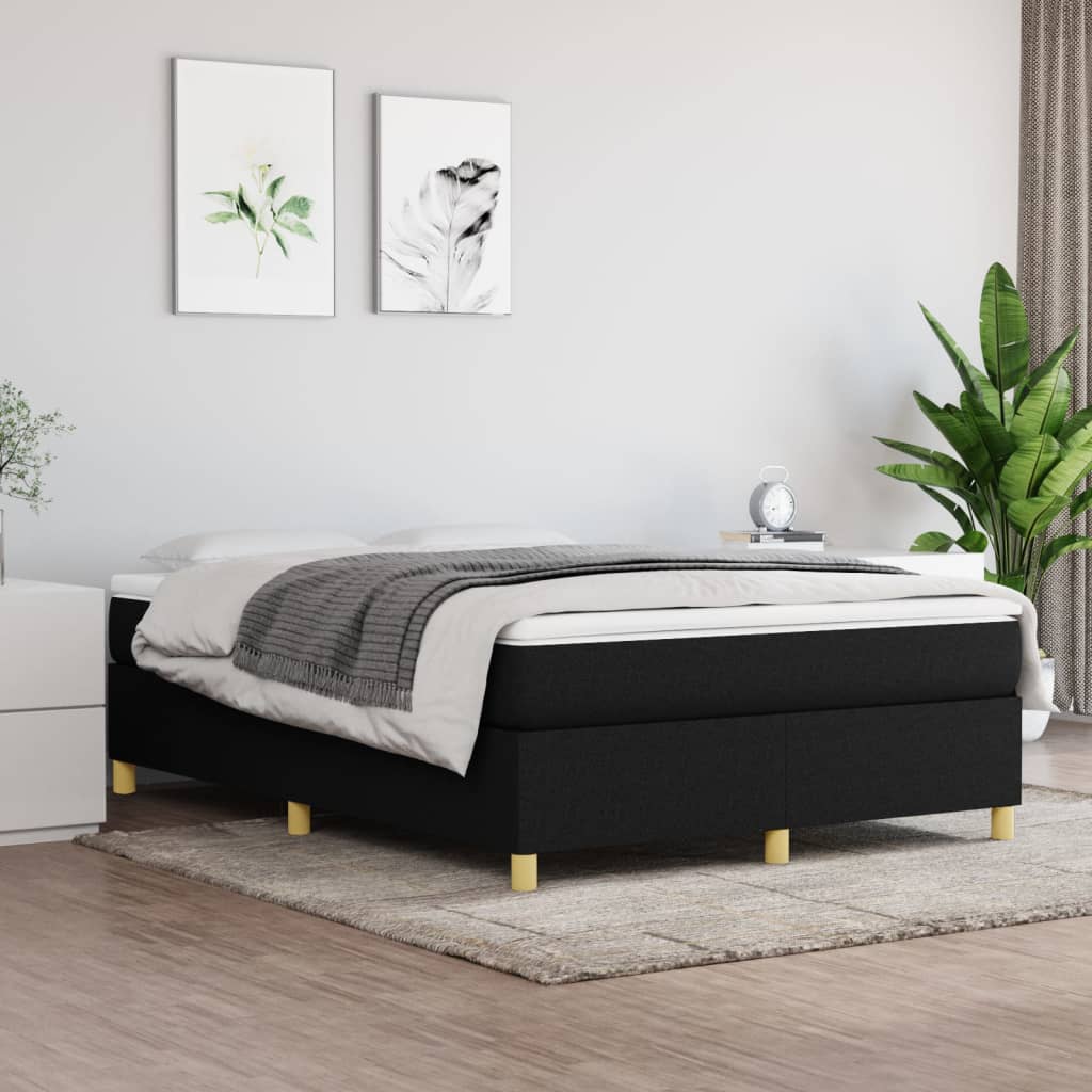 Box Spring Postel S Matrací Černá Textil Černá