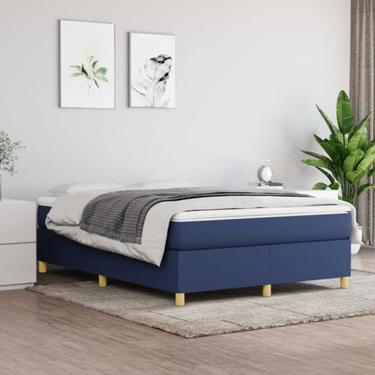 Box Spring Postel S Matrací Textil Modrá