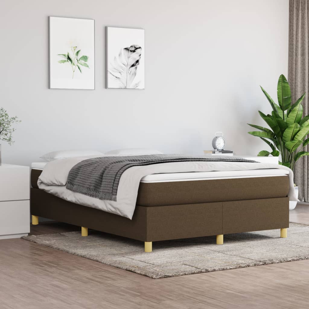 Box Spring Postel S Matrací Textil Tmavě Hnědá