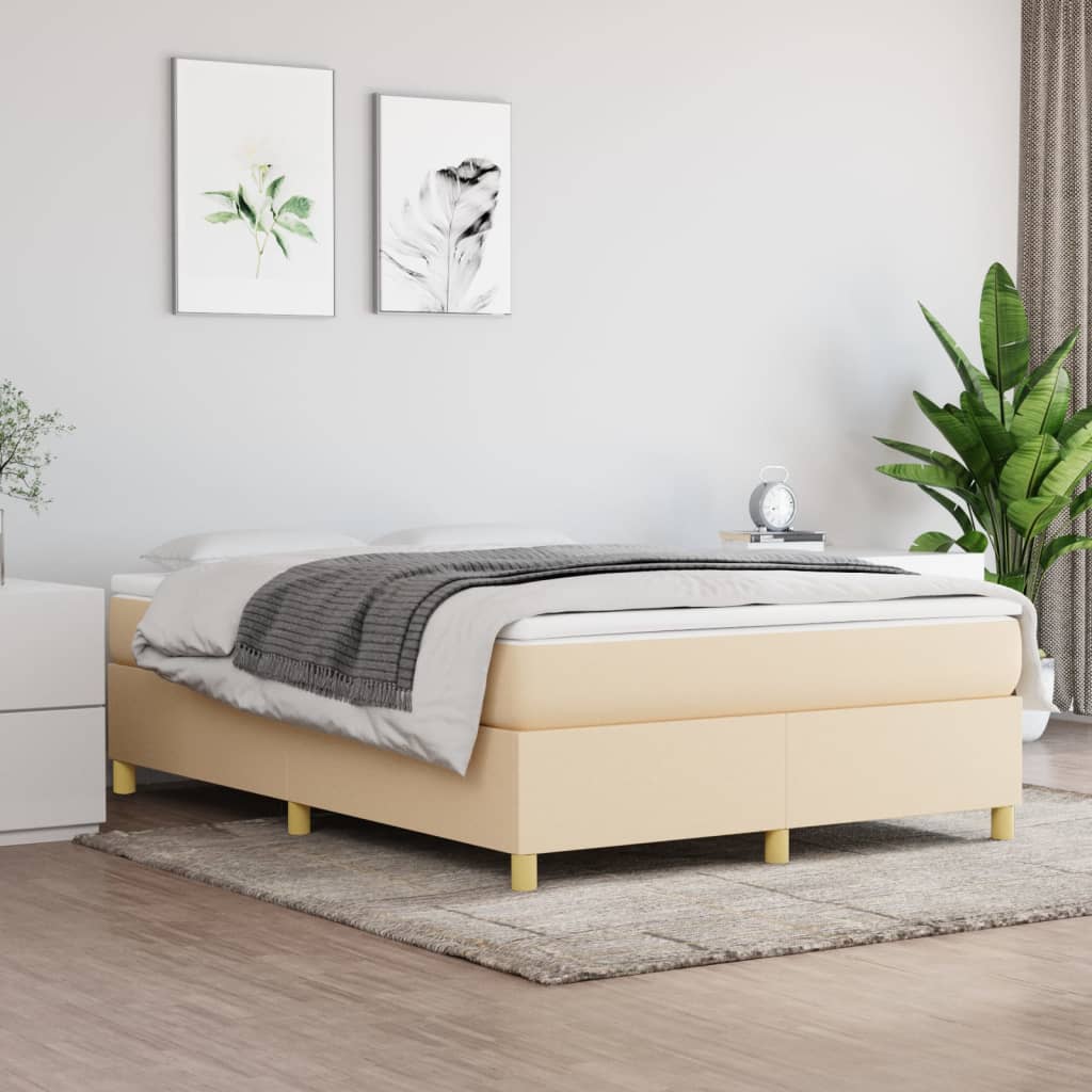 Box Spring Postel S Matrací Textil Krémová