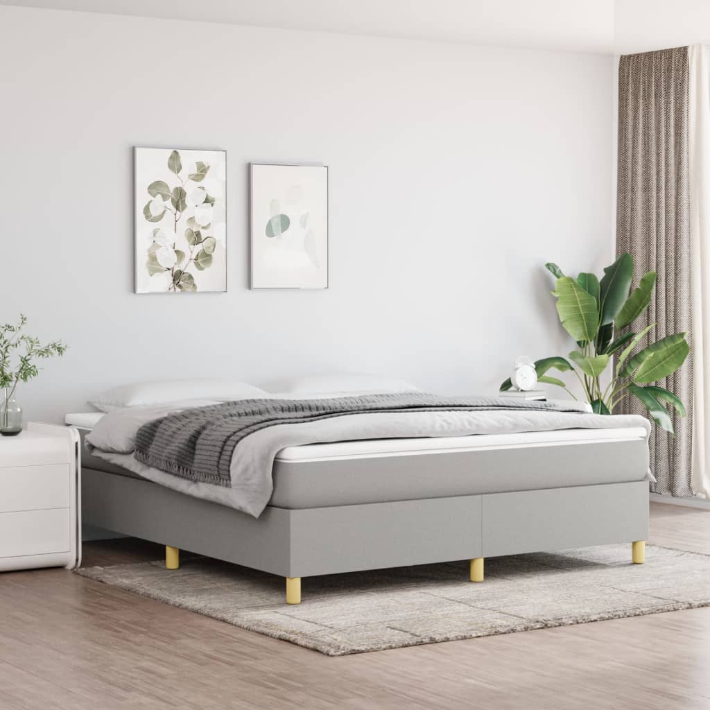 Box Spring Postel S Matrací Textil Světle Šedá
