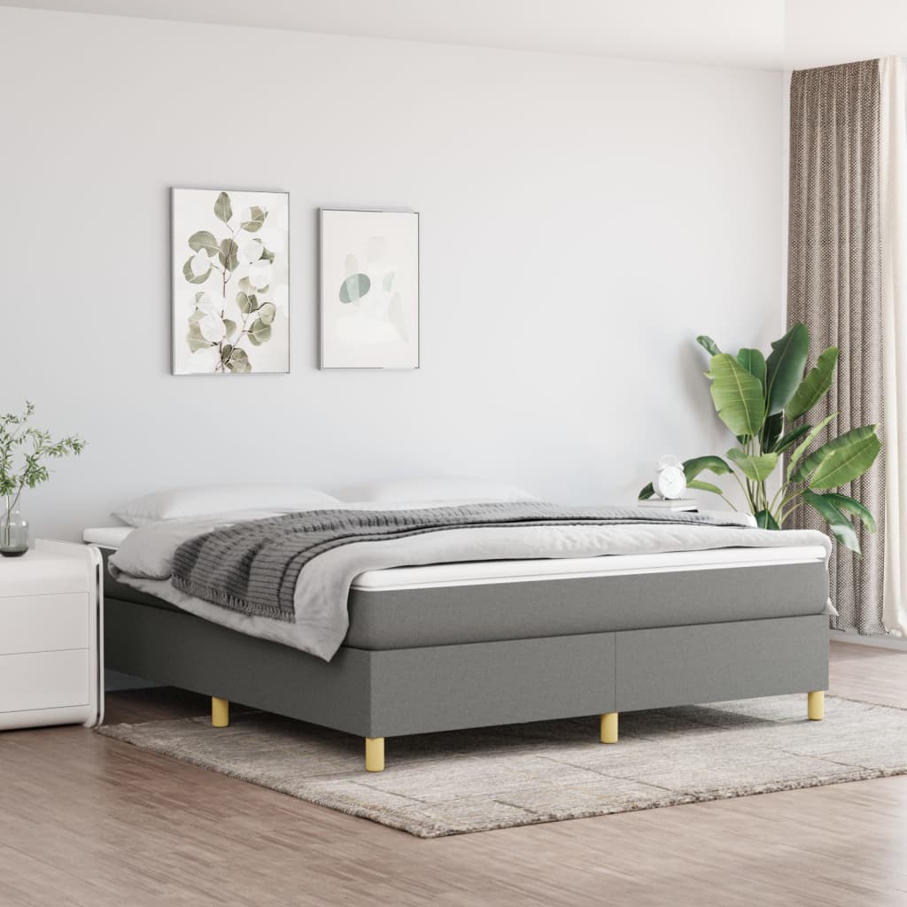Box Spring Postel S Matrací Textil Tmavě Šedá
