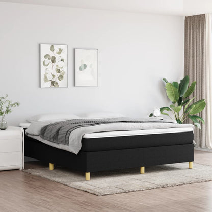 Box Spring Postel S Matrací Černá Textil Černá
