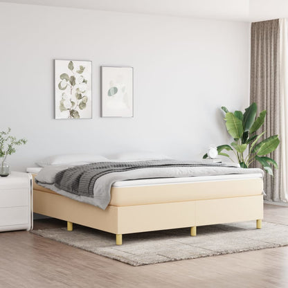 Box Spring Postel S Matrací Textil Krémová