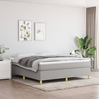 Box Spring Postel S Matrací Textil Světle Šedá