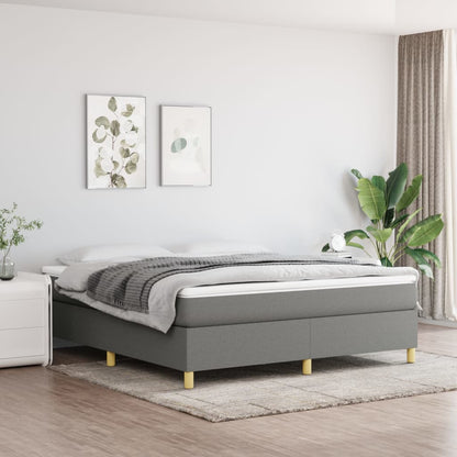 Box Spring Postel S Matrací Textil Tmavě Šedá