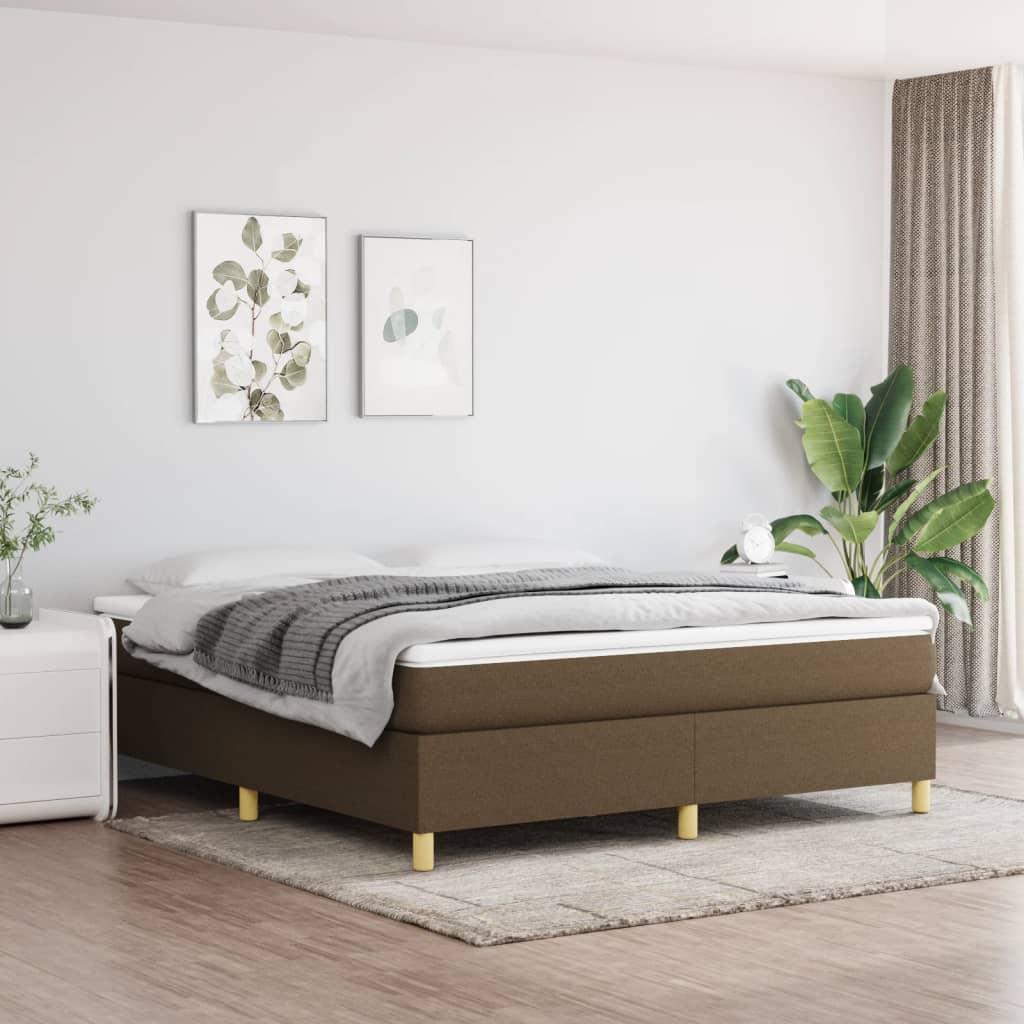 Box Spring Postel S Matrací Textil Tmavě Hnědá