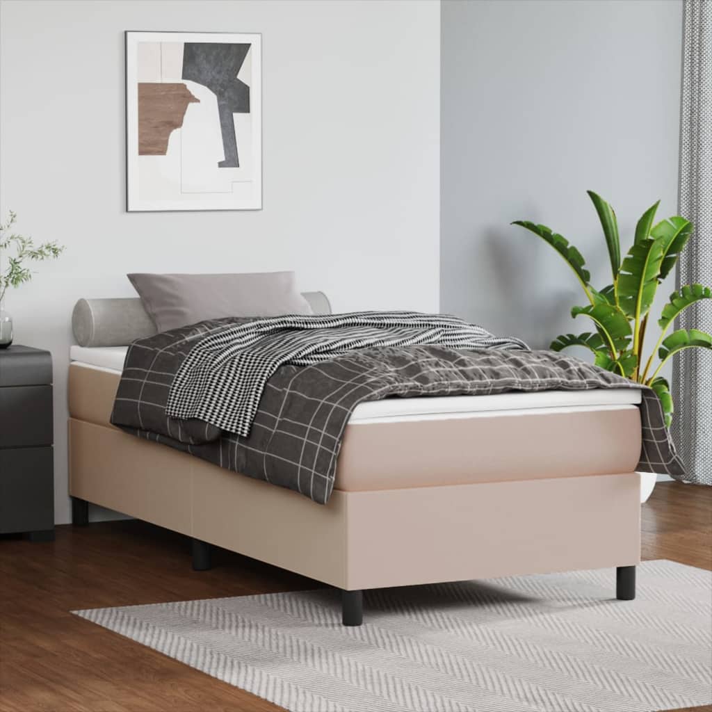 Box Spring Postel S Matrací Umělá Kůže Cappuccino