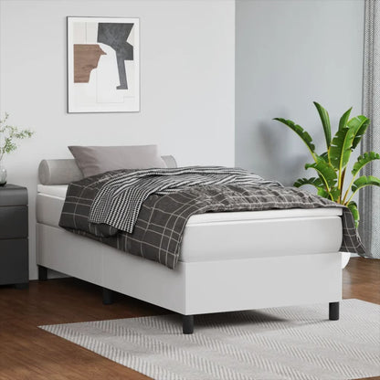 Box Spring Postel S Matrací Umělá Kůže Bílá