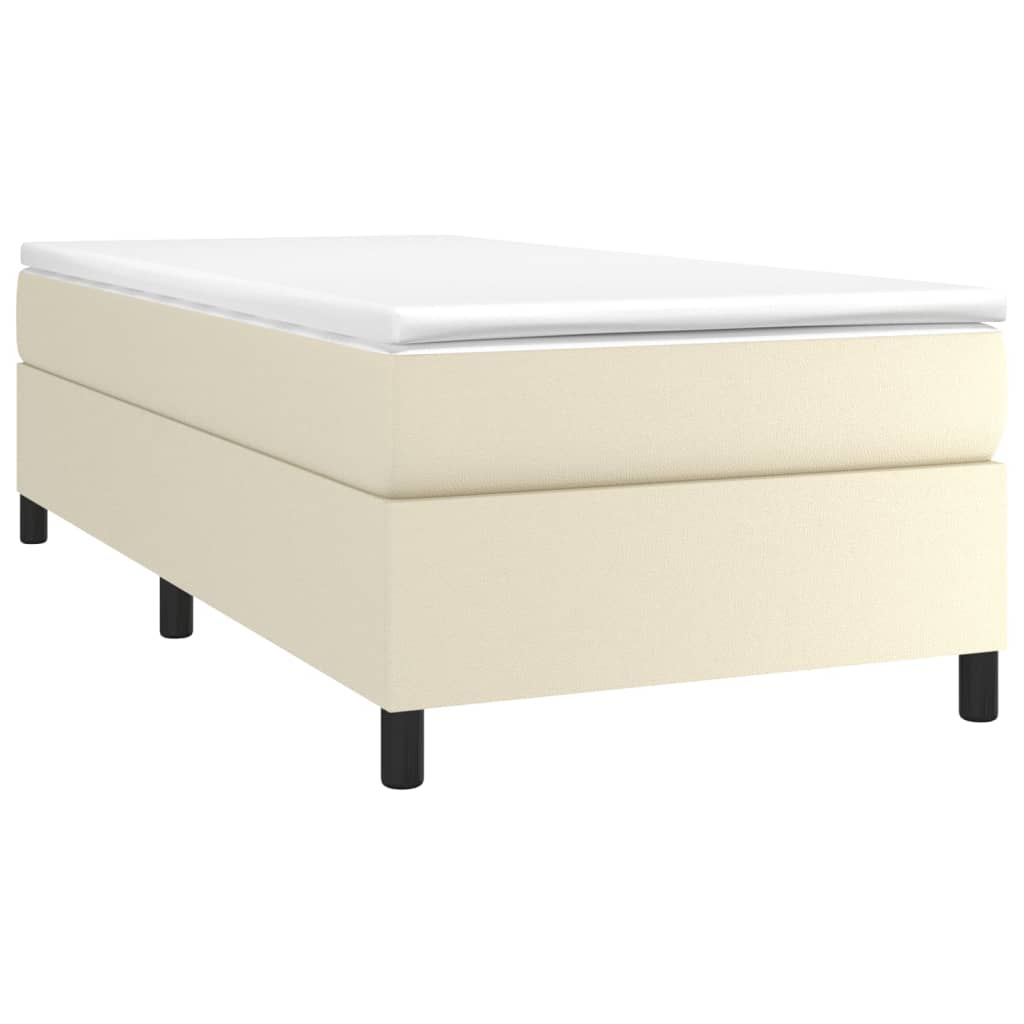 Box Spring Postel S Matrací Krémová 90X190 Cm Umělá Kůže