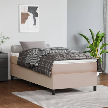 Box Spring Postel S Matrací Umělá Kůže Cappuccino