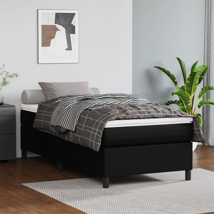 Box Spring Postel S Matrací Černá Umělá Kůže Černá
