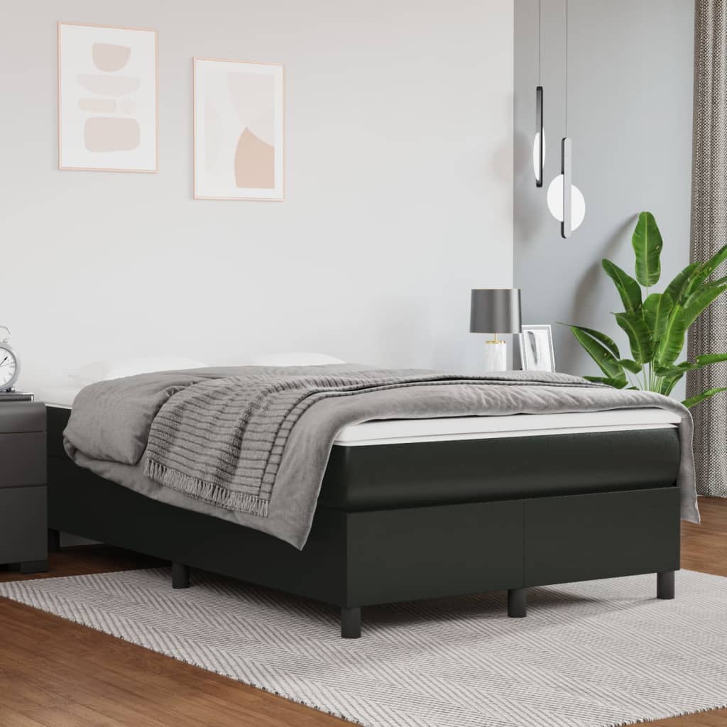 Box Spring Postel S Matrací Černá Umělá Kůže Černá