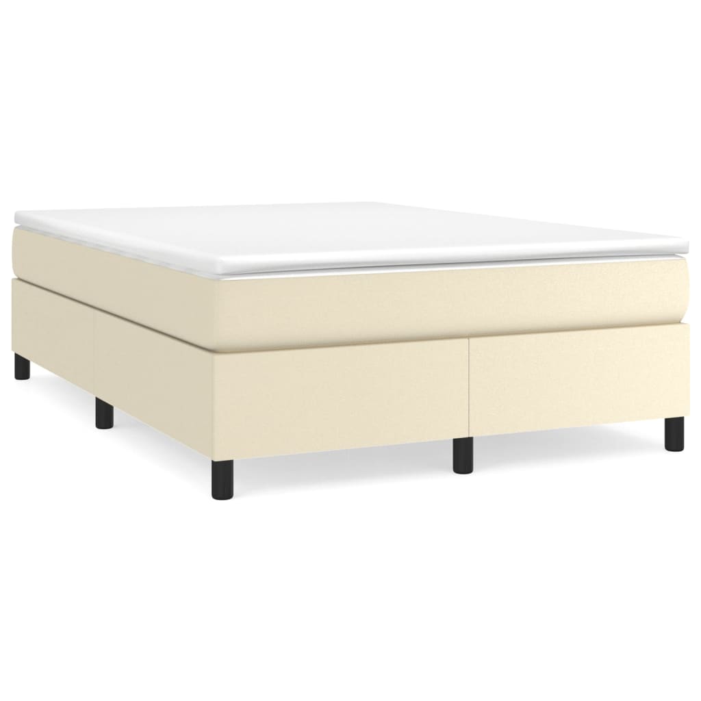 Box Spring Postel S Matrací Krémová 140X190 Cm Umělá Kůže