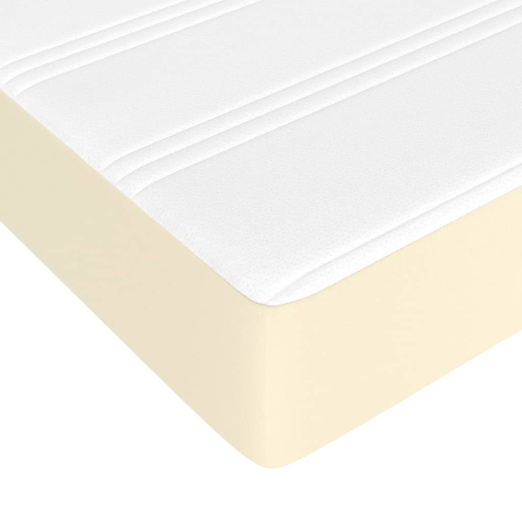 Box Spring Postel S Matrací Krémová 140X190 Cm Umělá Kůže