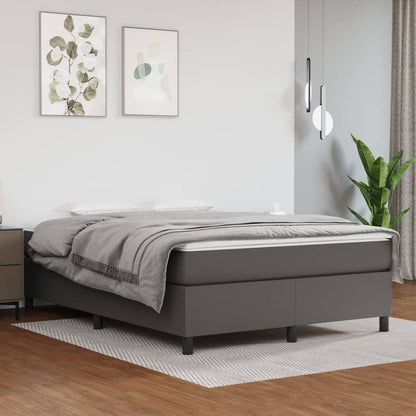 Box Spring Postel S Matrací Šedá Umělá Kůže Šedá