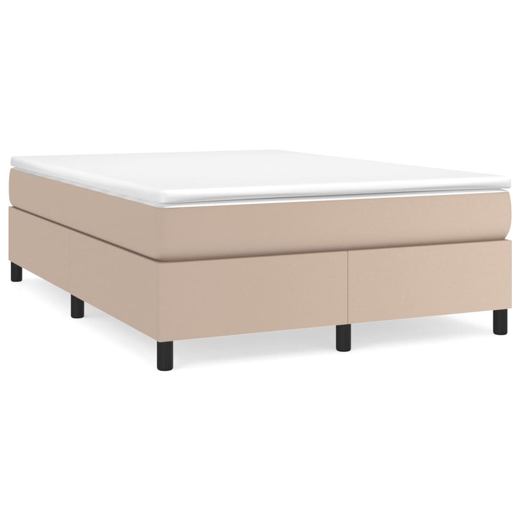 Box Spring Postel S Matrací Umělá Kůže Cappuccino