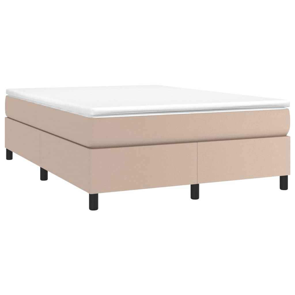 Box Spring Postel S Matrací Umělá Kůže Cappuccino