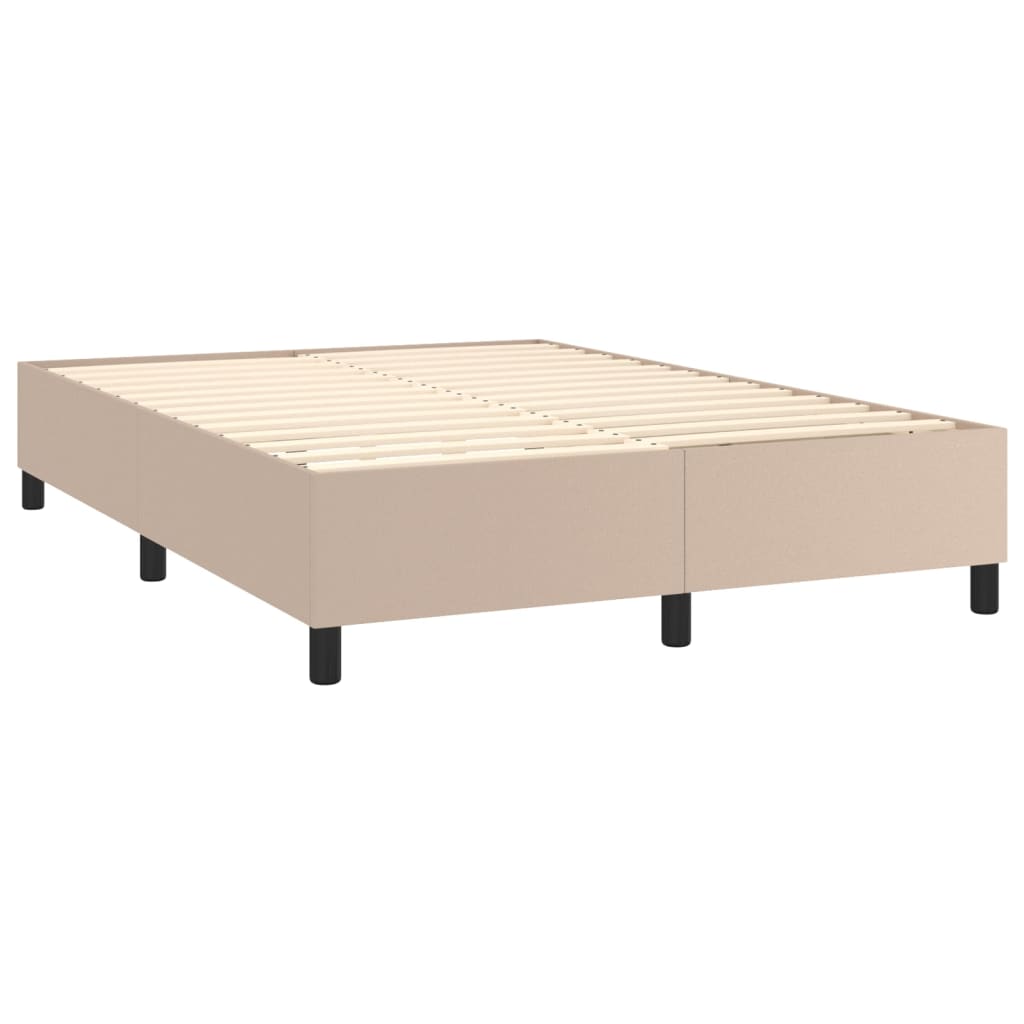 Box Spring Postel S Matrací Umělá Kůže Cappuccino