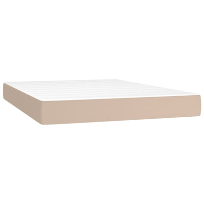 Box Spring Postel S Matrací Umělá Kůže Cappuccino