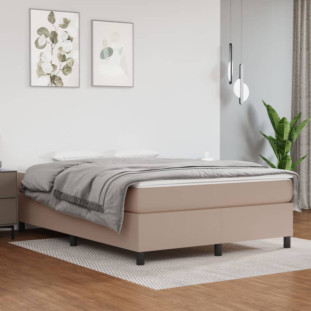 Box Spring Postel S Matrací Umělá Kůže Cappuccino