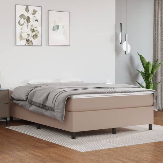 Box Spring Postel S Matrací Umělá Kůže Cappuccino