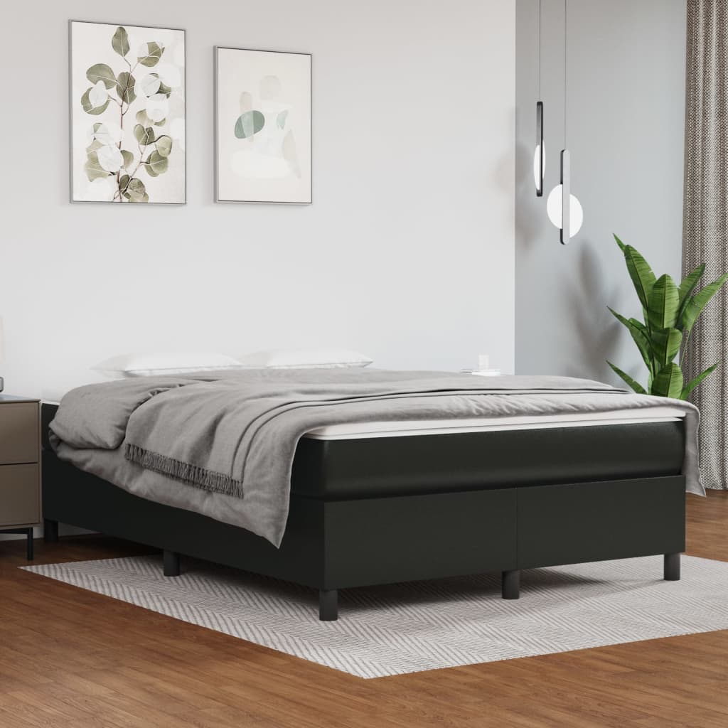 Box Spring Postel S Matrací Černá Umělá Kůže Černá