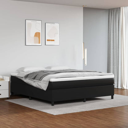 Box Spring Postel S Matrací Černá Umělá Kůže Černá