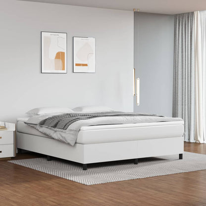 Box Spring Postel S Matrací Umělá Kůže Bílá