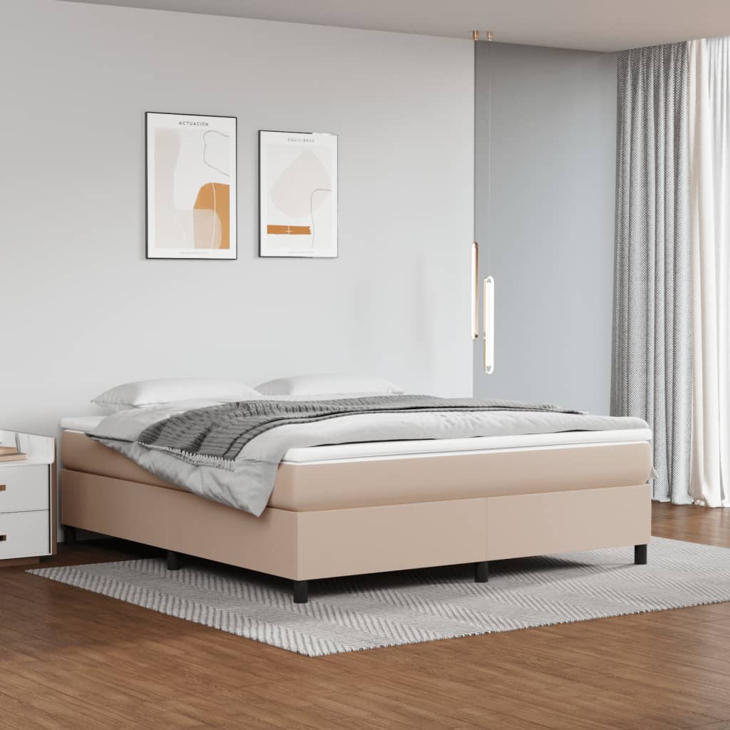 Box Spring Postel S Matrací Umělá Kůže Cappuccino
