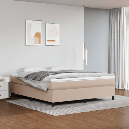 Box Spring Postel S Matrací Umělá Kůže Cappuccino