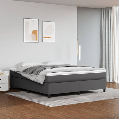 Box Spring Postel S Matrací Šedá Umělá Kůže Šedá