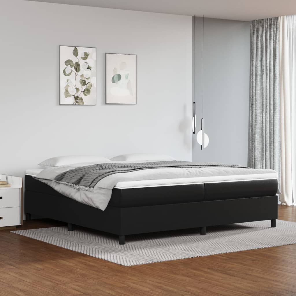 Box Spring Postel S Matrací Černá Umělá Kůže Černá
