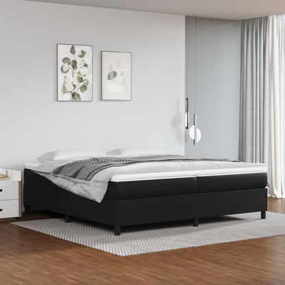 Box Spring Postel S Matrací Černá Umělá Kůže Černá
