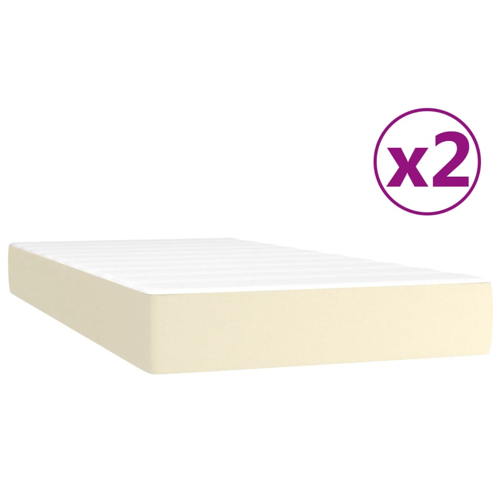 Box Spring Postel S Matrací Krémová 200X200 Cm Umělá Kůže