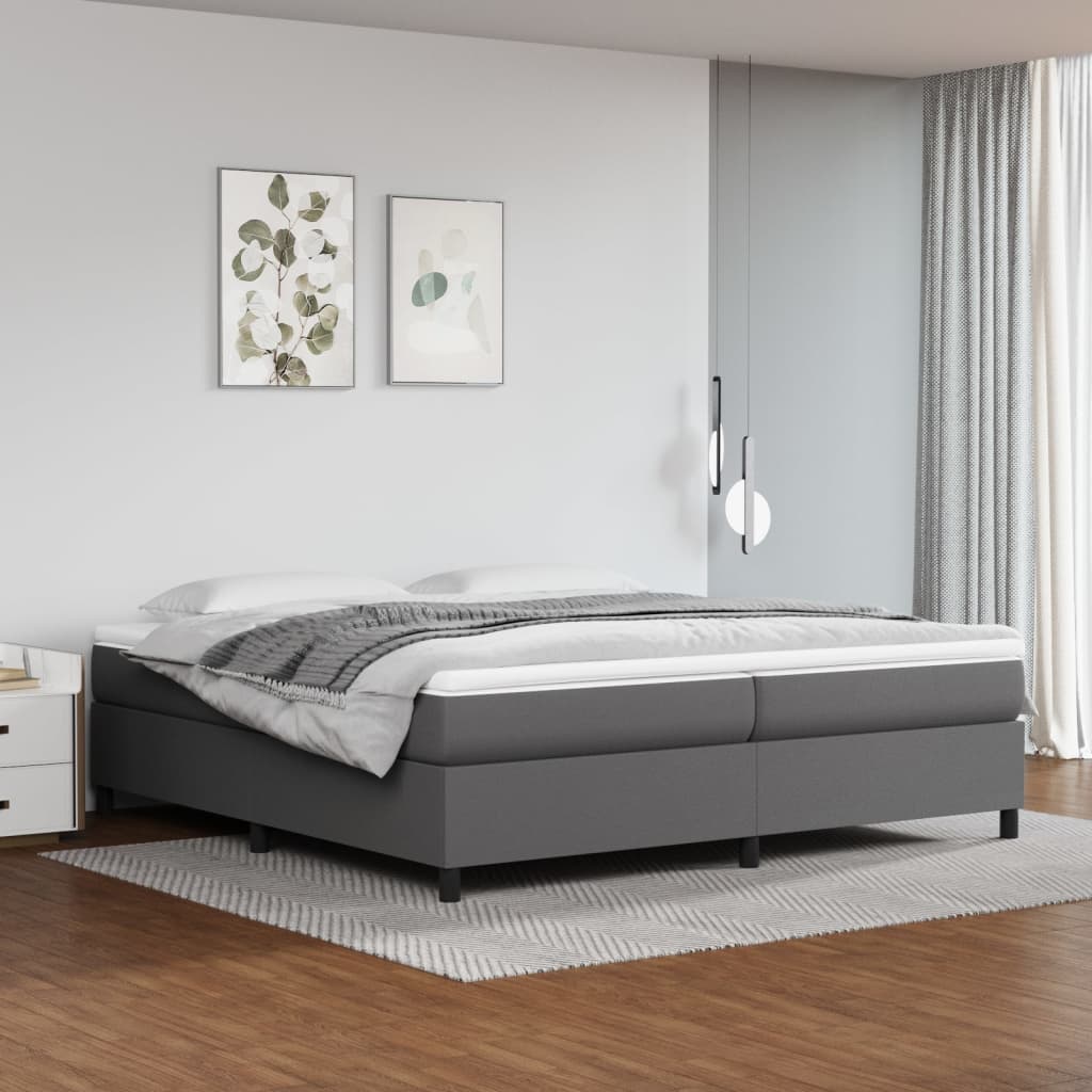 Box Spring Postel S Matrací Šedá Umělá Kůže Šedá