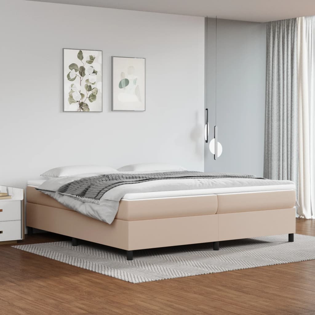 Box Spring Postel S Matrací Umělá Kůže Cappuccino