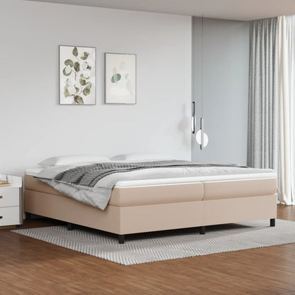 Box Spring Postel S Matrací Umělá Kůže Cappuccino