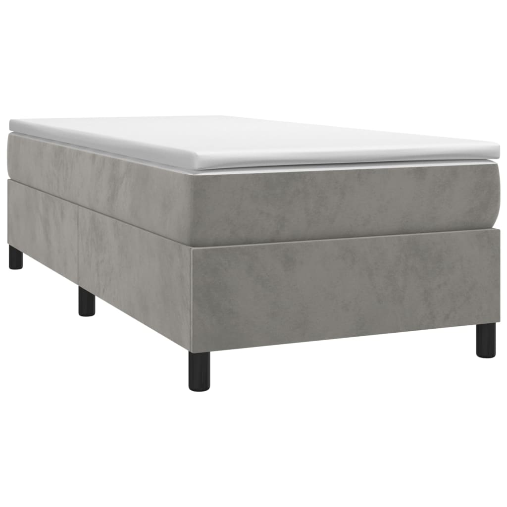 Box Spring Postel S Matrací Světle Šedá 80 X 200 Cm Samet