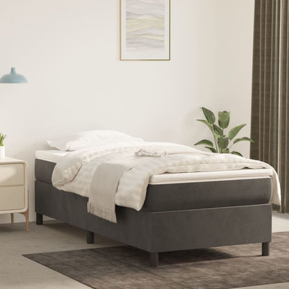 Box Spring Postel S Matrací Tmavě Šedá 80 X 200 Cm Samet