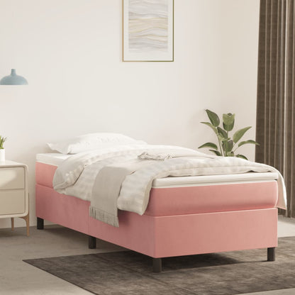 Box Spring Postel S Matrací Samet Růžová