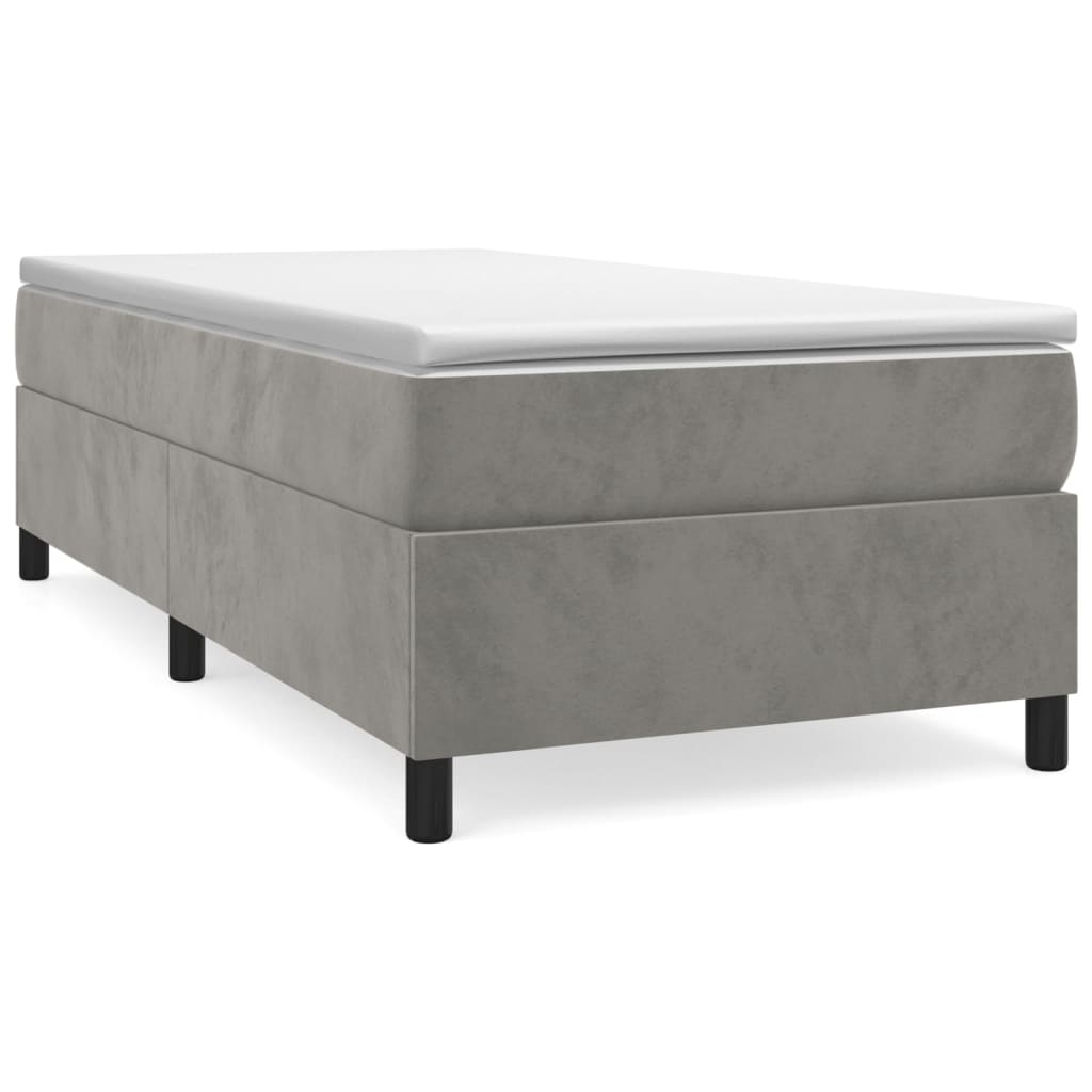 Box Spring Postel S Matrací Světle Šedá 90X190 Cm Samet
