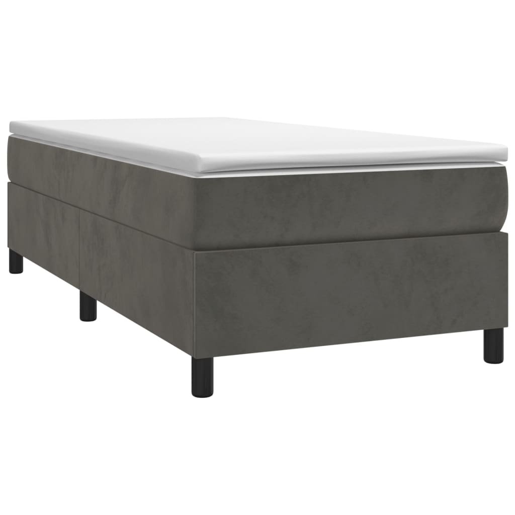 Box Spring Postel S Matrací Tmavě Šedá 90X190 Cm Samet