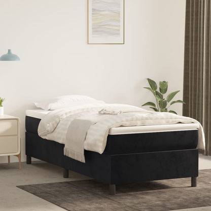 Box Spring Postel S Matrací Černá Samet Černá