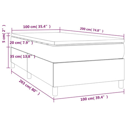 Box Spring Postel S Matrací Světle Šedá 100X200 Cm Samet