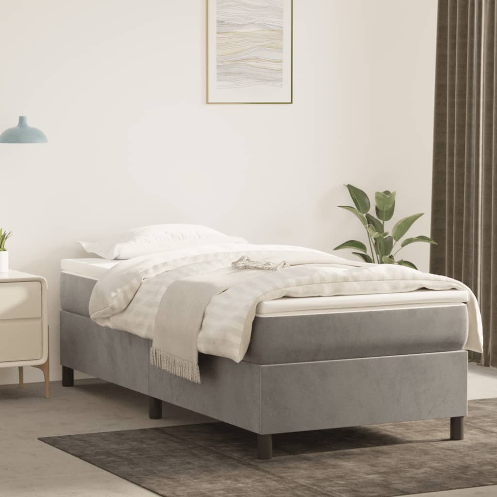 Box Spring Postel S Matrací Světle Šedá 100X200 Cm Samet