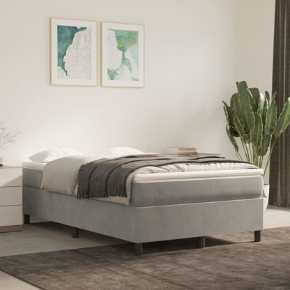 Box Spring Postel S Matrací Světle Šedá 120 X 200 Cm Samet