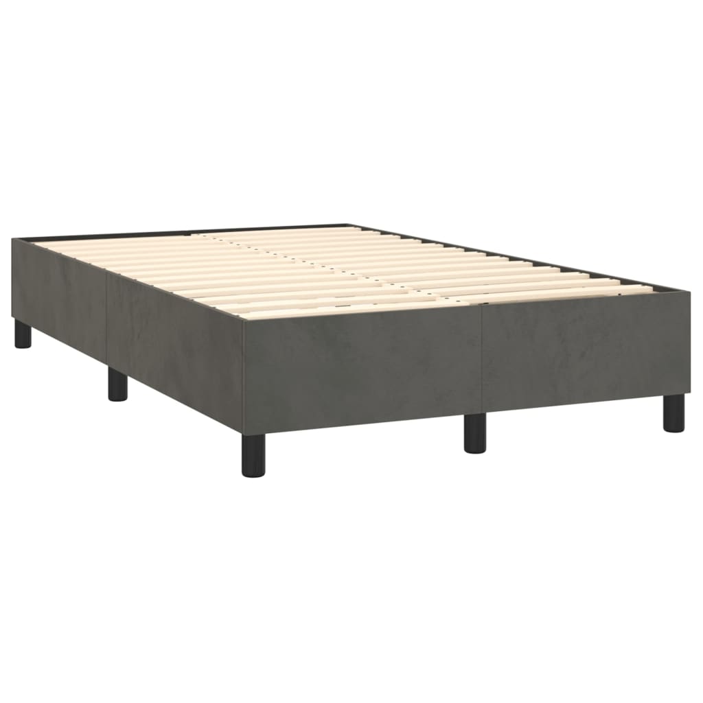 Box Spring Postel S Matrací Tmavě Šedá 120 X 200 Cm Samet